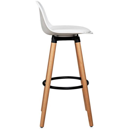 2 Pieces Mid Century Barstool 28.5 Inches Dining Pub Chair-White at Set Shop and Smile