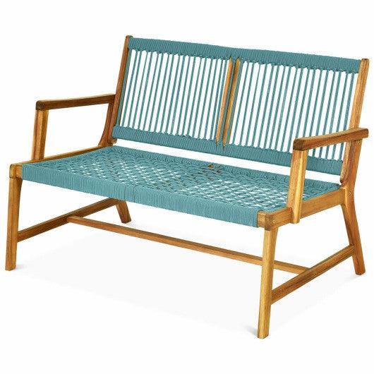2-Person Acacia Wood Yard Bench for Balcony and Patio-Turquoise at Set Shop and Smile