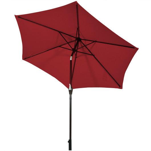 10ft 3 Tier Patio Umbrella Aluminum Sunshade Shelter Double Vented without Base-Burgundy at Set Shop and Smile