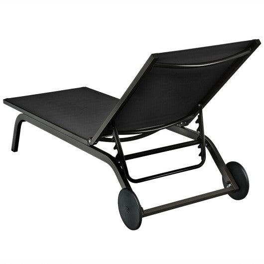 Aluminum Fabric Outdoor Patio Lounge Chair with Adjustable Reclining -Black at Set Shop and Smile