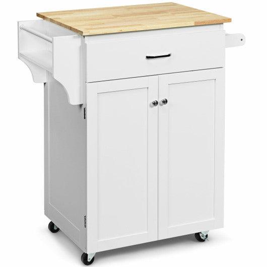 Utility Rolling Storage Cabinet Kitchen Island Cart with Spice Rack-White at Set Shop and Smile