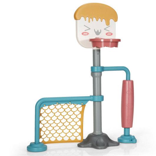 3-in-1 Height Adjustable Basketball Stand Set with Soccer and Roller at Set Shop and Smile