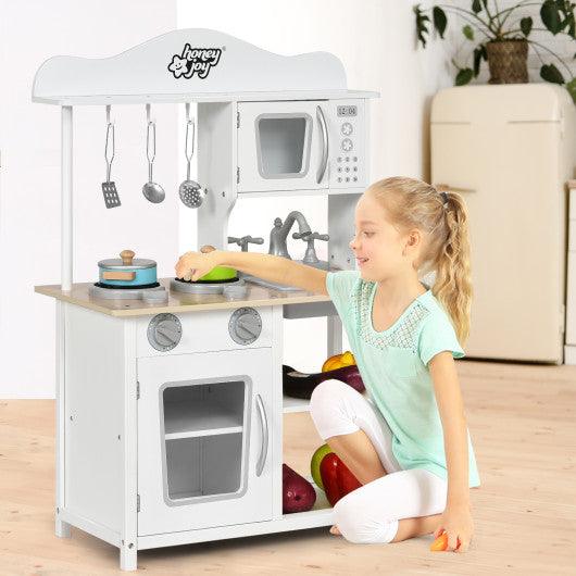 Wooden Pretend Play Kitchen Set for Kids with Accessories and Sink at Set Shop and Smile