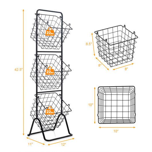 3-Tier Fruit Basket Stand with Adjustable Heights at Set Shop and Smile
