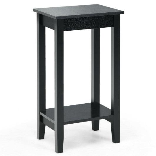 2-Tier Nightstand End Side Wooden Legs Table for Bedroom-Black at Set Shop and Smile
