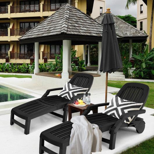Adjustable Patio Sun Lounger with Weather Resistant Wheels-Black at Set Shop and Smile