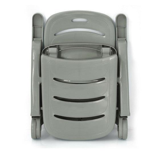 5 Position Adjustable Folding Lounger Chaise Chair on Wheels-Gray at Set Shop and Smile