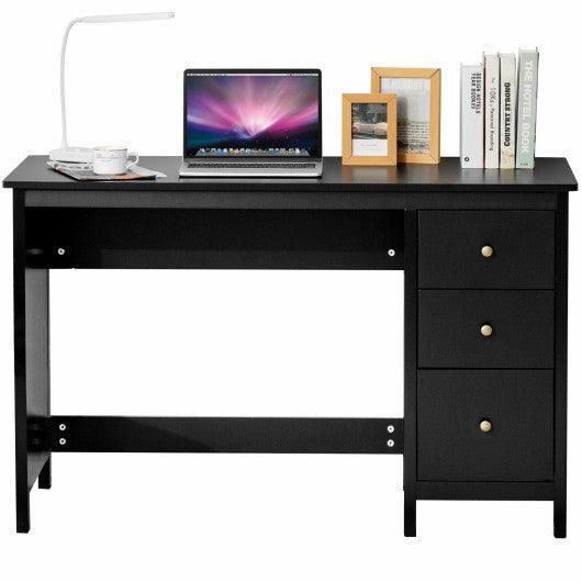 3-Drawer Home Office Study Computer Desk with Spacious Desktop-Black at Set Shop and Smile