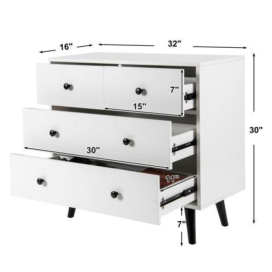 4 Drawers Dresser Chest of Drawers Free Standing Sideboard Cabinet-White at Set Shop and Smile
