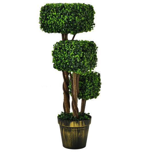 36 Inch Artificial Boxwood Topiary UV Protected Indoor Outdoor Tree at Set Shop and Smile