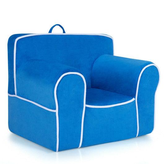 Upholstered Kids Sofa with Velvet Fabric and High-Quality Sponge-Blue at Set Shop and Smile