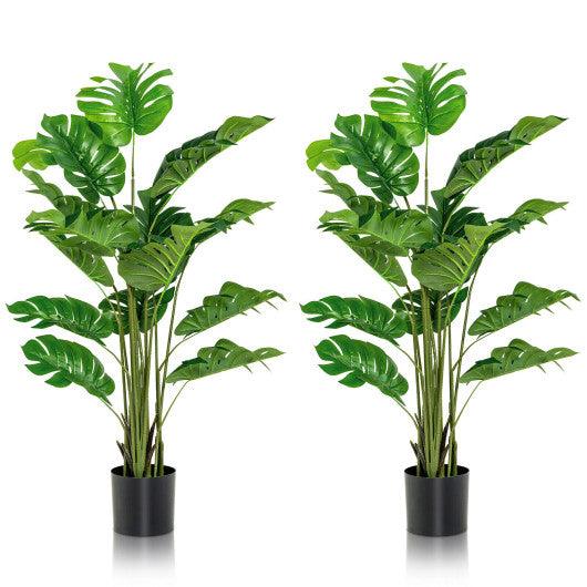 2 Pieces 5 Feet Artificial Monstera Tree Set at Set Shop and Smile