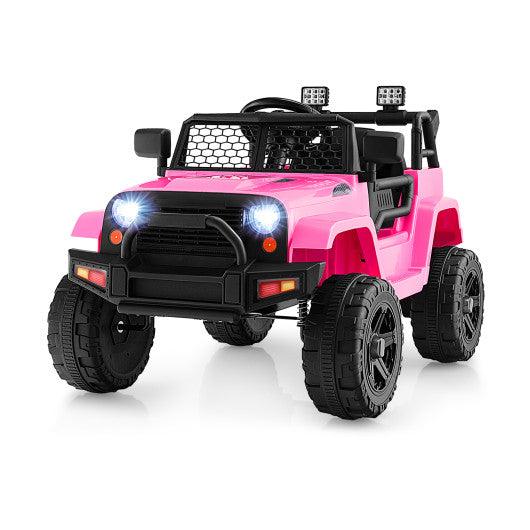 12V Kids Ride On Truck with Remote Control and Headlights-Pink at Set Shop and Smile