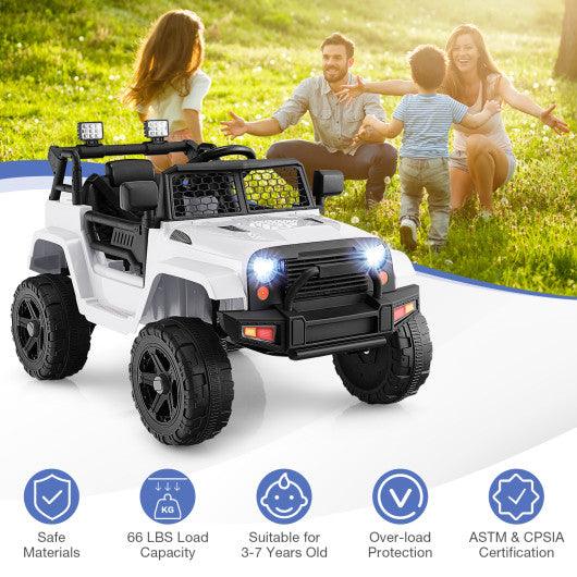 12V Kids Ride On Truck with Remote Control and Headlights-White at Set Shop and Smile