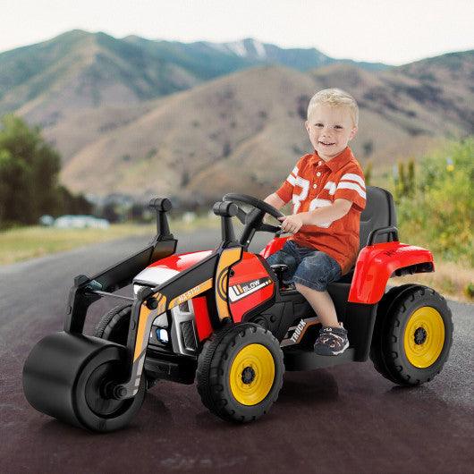 12V Kids Ride on Road Roller with 2.4G Remote Control-Red at Set Shop and Smile