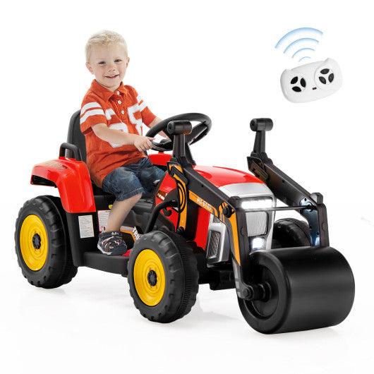 12V Kids Ride on Road Roller with 2.4G Remote Control-Red at Set Shop and Smile