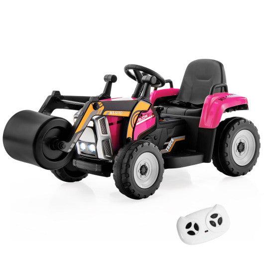 12V Kids Ride on Road Roller with 2.4G Remote Control-Pink at Set Shop and Smile