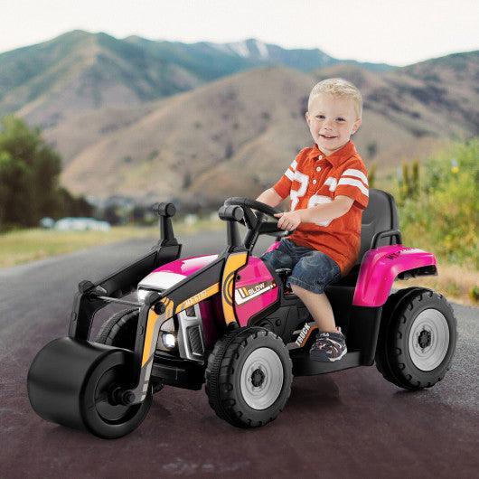 12V Kids Ride on Road Roller with 2.4G Remote Control-Pink at Set Shop and Smile