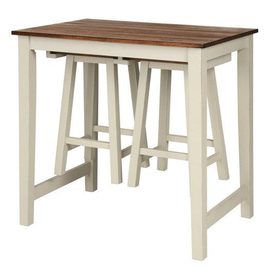 Counter Height Pub Table with 2 Saddle Bar Stools at Set Shop and Smile