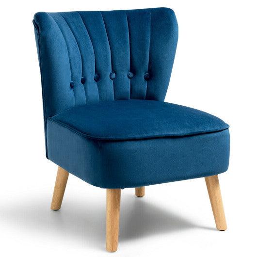 Armless Accent Chair Tufted Velvet Leisure Chair-Blue at Set Shop and Smile