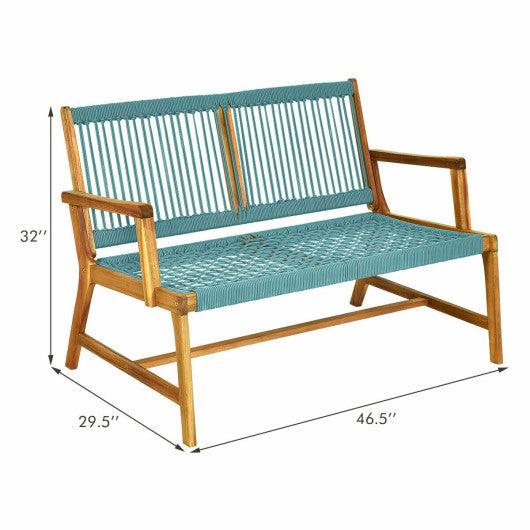 2-Person Acacia Wood Yard Bench for Balcony and Patio-Turquoise at Set Shop and Smile