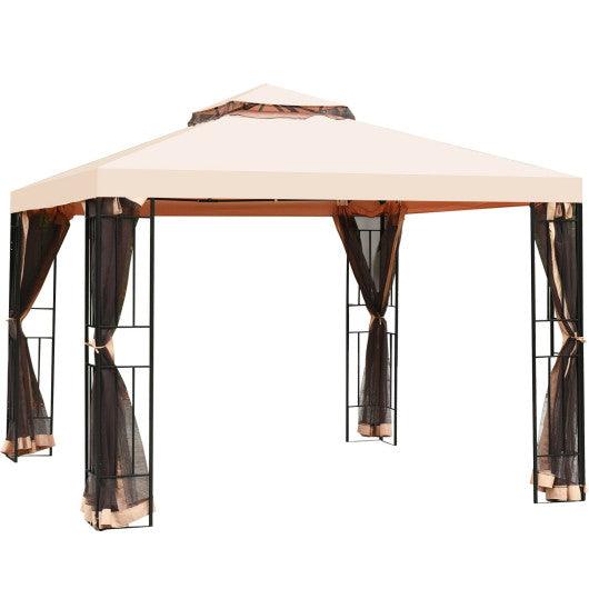 10 x 10 Feet 2-Tier Vented Metal Canopy with Mosquito Netting at Set Shop and Smile