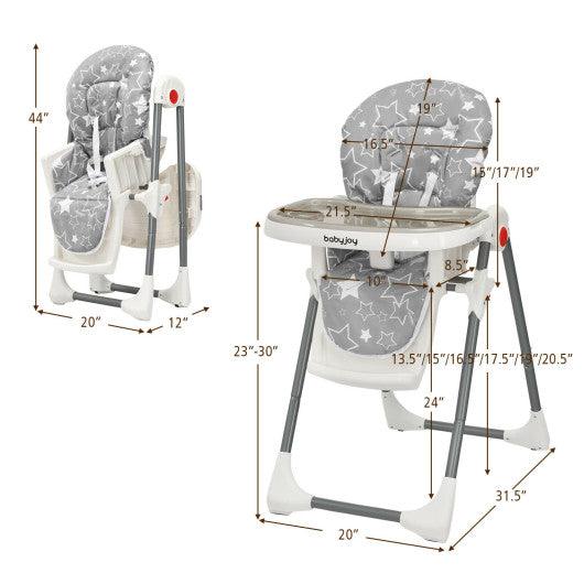 Folding Baby High Dining Chair with 6-Level Height Adjustment-Gray at Set Shop and Smile