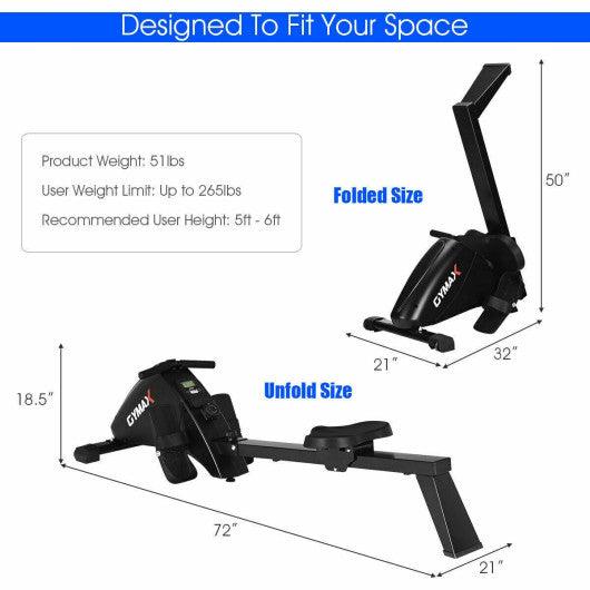 Foldable Magnetic Quiet Operated Fitness Rowing Machine with 10 Level Adjustable Resistance at Set Shop and Smile