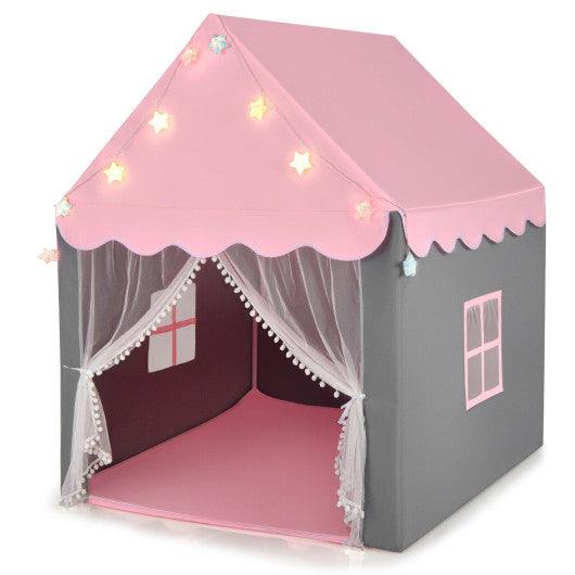 Kids Playhouse Tent with Star Lights and Mat-Pink at Set Shop and Smile