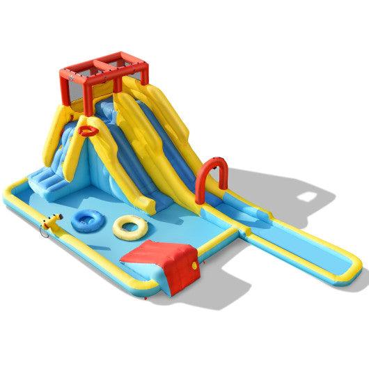 Inflatable Dual Slide Water Park Climbing Bouncer with 735W Air Blower at Set Shop and Smile