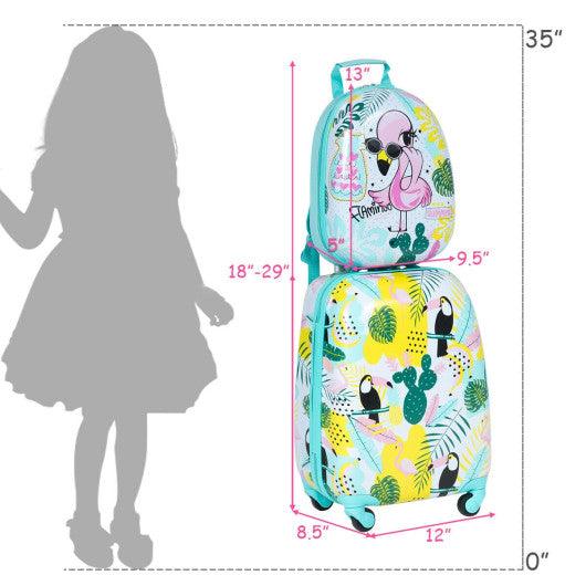 2 Pieces Kid's Luggage Set 12-inch Backpack and 16-inch Rolling Suitcase Travel at Set Shop and Smile