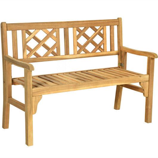 Patio Foldable Bench with Curved Backrest and Armrest at Set Shop and Smile