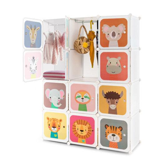 8/12 Cube Kids Wardrobe Closet with Hanging Section and Doors-12 Cubes at Set Shop and Smile