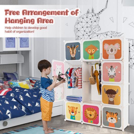 8/12 Cube Kids Wardrobe Closet with Hanging Section and Doors-12 Cubes at Set Shop and Smile