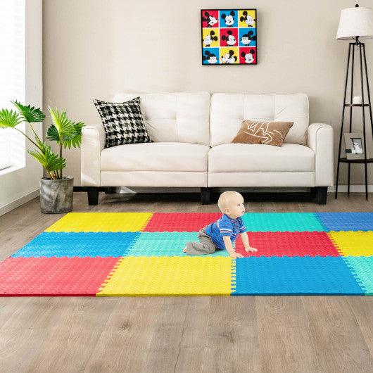 12 Pieces Puzzle Interlocking Flooring Mat with Anti-slip and Waterproof Surface at Set Shop and Smile