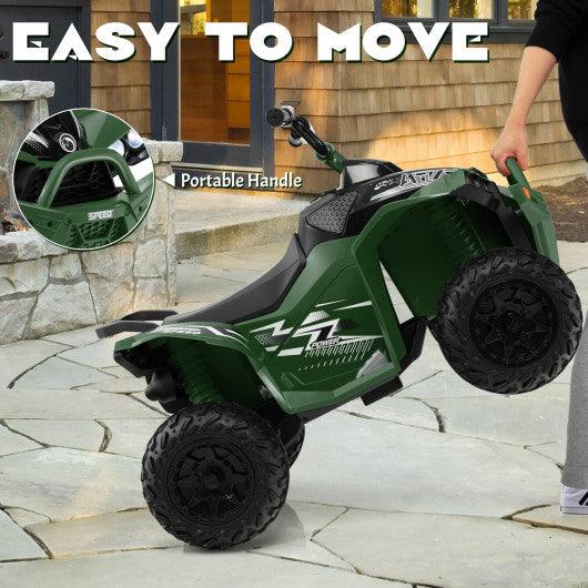 12V Kids Ride On ATV with High/Low Speed and Comfortable Seat-Army Green at Set Shop and Smile