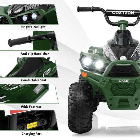 12V Kids Ride On ATV with High/Low Speed and Comfortable Seat-Army Green at Set Shop and Smile