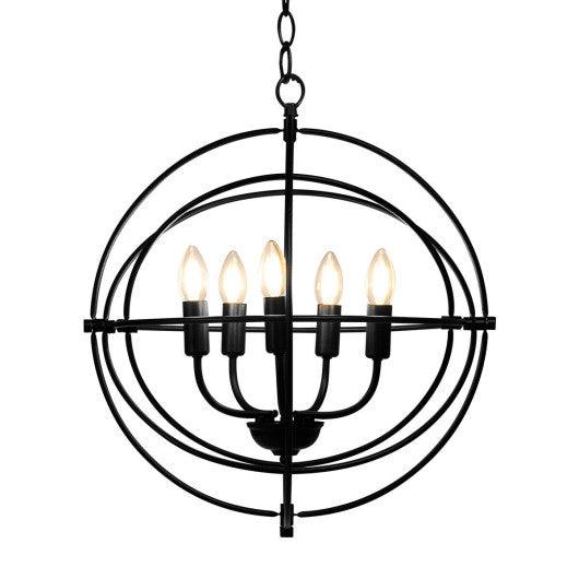 20 Inch 5 Lights Metal Chandelier with Pivoting Interlocking Rings at Set Shop and Smile