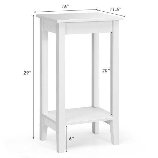 2-Tier Nightstand End Side Wooden Legs Table for Bedroom-White at Set Shop and Smile