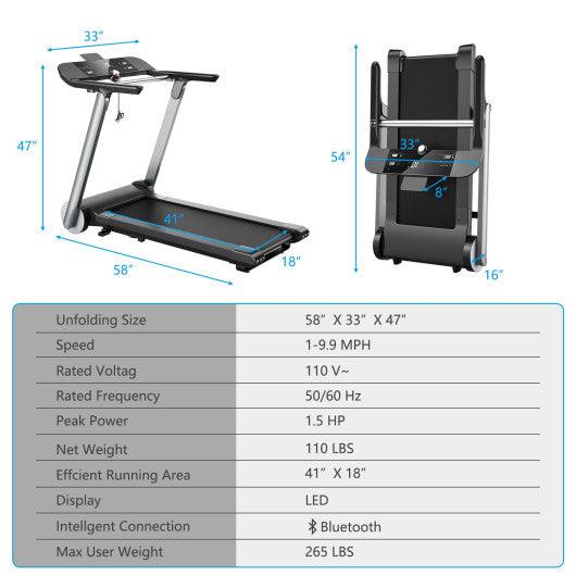 Italian Designed Folding Treadmill with Heart Rate Belt and Fatigue Button at Set Shop and Smile
