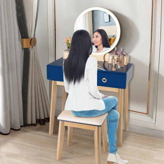 Makeup Vanity Table Set 3 Color Lighting Dressing Table-Blue at Set Shop and Smile