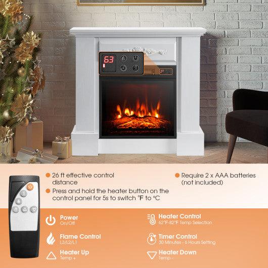 1400W TV Stand Electric Fireplace Mantel with Remote Control-White at Set Shop and Smile