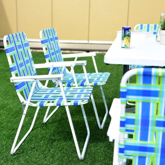 6 pcs Folding Beach Chair Camping Lawn Webbing Chair-Blue at Set Shop and Smile