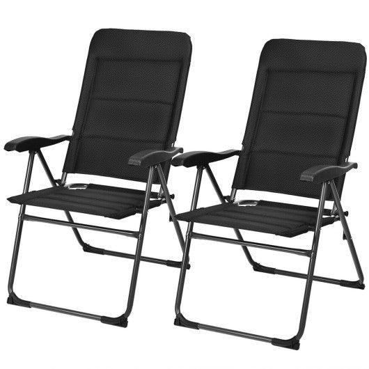 2 Pieces Outdoor Folding Patio Chairs with Adjustable Backrests for Bistro and Backyard-Black at Set Shop and Smile