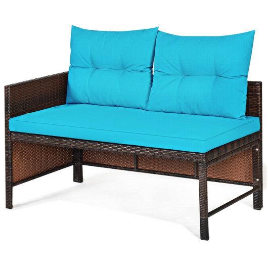 3 Pieces Patio Wicker Rattan Sofa Set-Turquoise at Set Shop and Smile