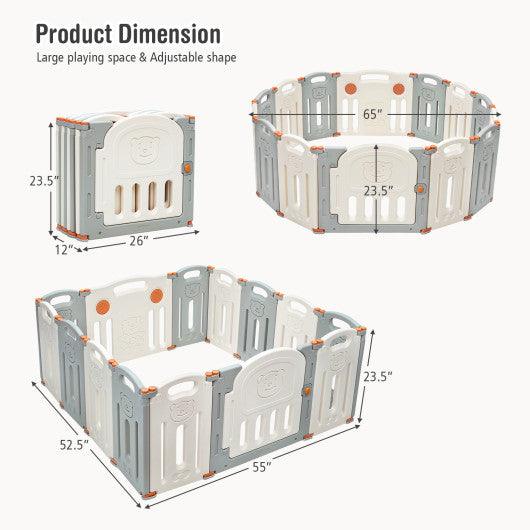 Foldable Baby Playpen 14 Panel Activity Center Safety Play Yard-Beige at Set Shop and Smile