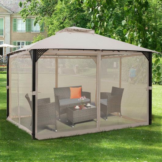 12’ x 10’Outdoor Double Top Patio Gazebo-Beige at Set Shop and Smile