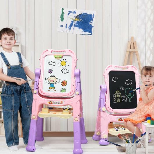 Height Adjustable Kids Art Easel Magnetic Double Sided Board-Pink at Set Shop and Smile