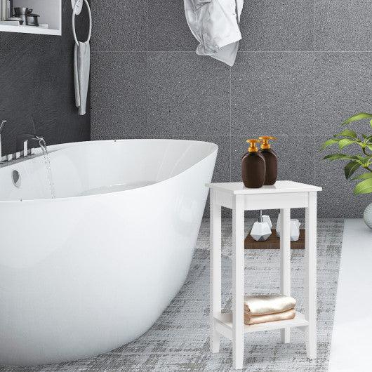 2-Tier Nightstand End Side Wooden Legs Table for Bedroom-White at Set Shop and Smile