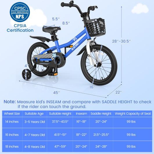 16 Inch Kid's Bike with Removable Training Wheels-Navy at Set Shop and Smile